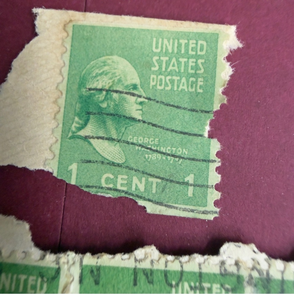 George Washington 1 One Cent Stamp 1789-1797 Green (6 Attached ) as shown - Picture 4 of 7